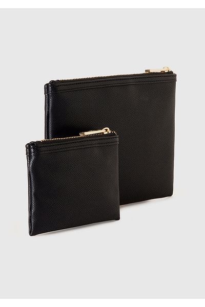 United Colors of Benetton Women's Black Half Logo Printed 2-Piece Leather Look Mini Wallet