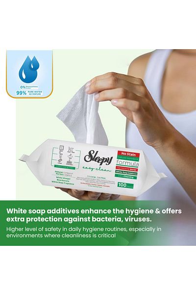 Sleepy Easy Clean Multi-Surface Cleaning Wipes | White Soap Additive | 300 Sheets | 100X3 Pack