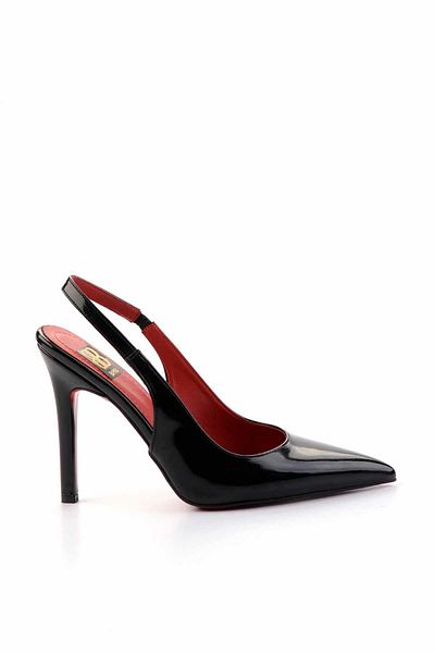Bambi Klassische Damenschuhe mit Absatz aus schwarzem Lackleder K 01455018208