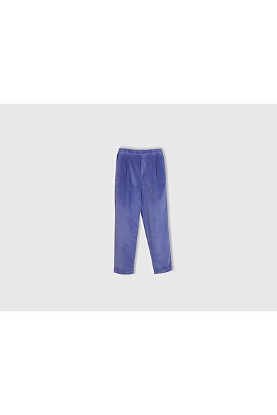 United Colors of Benetton Women's Purple Elastic Waist Velvet Trousers