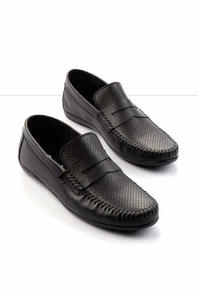 Bambi Black Leather Men's Loafer Shoes E 01734024003