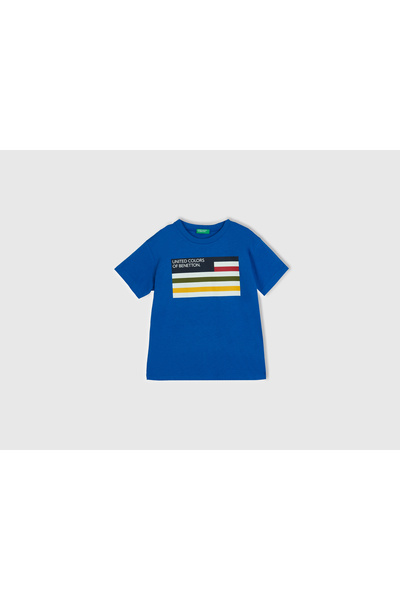 United Colors of Benetton Tricou pentru băieți Saks Blue Benetton Slogan impr...