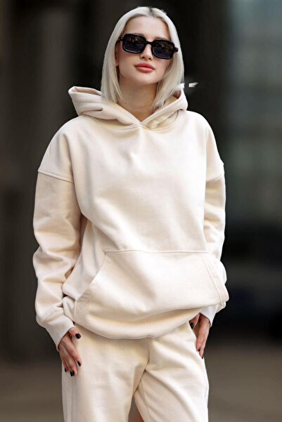 YAKAMEL Hanorac cu glugă pentru femei, cu 3 fire, model lejer