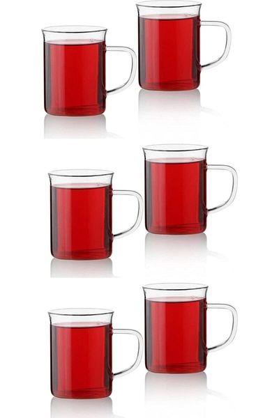 STOREMAX Sellbuystore Home 6-Piece Borosilicate Glass Mug, Heat Resistant Thermisil Tea and Coffee Cup (6