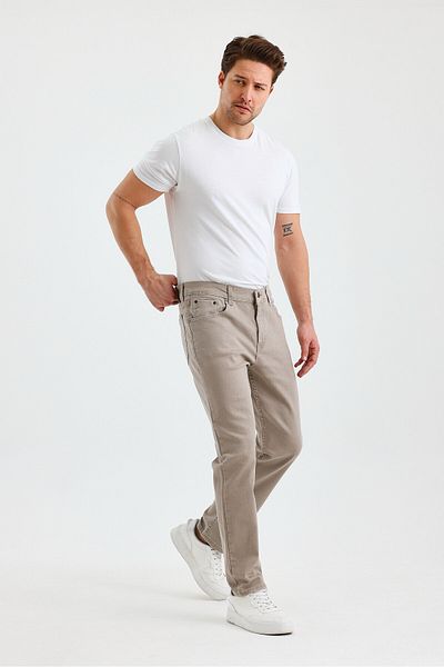 WKM Pantaloni de blugi casual pentru bărbați, cu croiala obișnuită, cu picior lat, talie înaltă