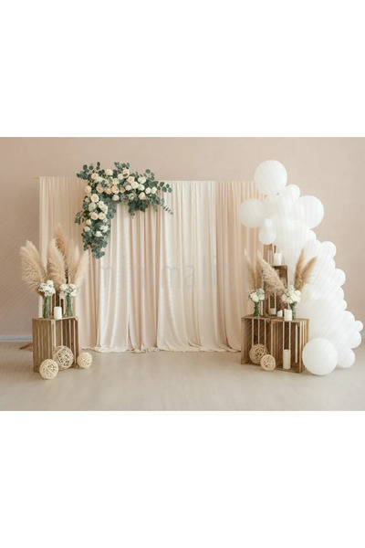 Minimalisfy Şık Düğün Arka Planı için 200x150cm, Somon ve Beyaz Temalı, Stüdy...