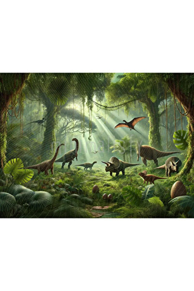 Minimalisfy Dinozorlar ve Tropik Orman: 200x150cm Arka Plan, Stüdyo Fonu