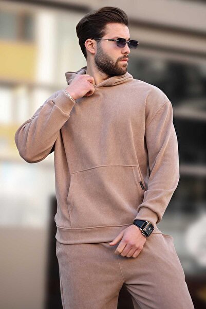 Madmext Kahverengi Erkek Sweatshirt Eşofman Takımı E7401
