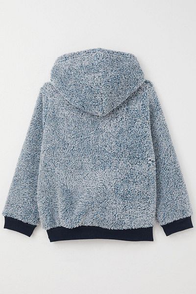 Breeze Baby Boy Plush Cardigan Hooded Zippered 9 Months-3 Years, Navy Blue