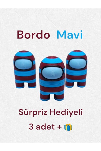LoyHediyelik AmongUs Taraftar, Mıknatıslı, Çizgili Bordo-Mavi  Among Us 6 cm