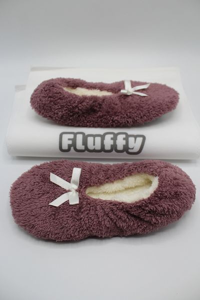 fluffy Booties Women's Slippers - Foldable Bag, Portable Home Ballerinas, Non-Slip No Sound Sole
