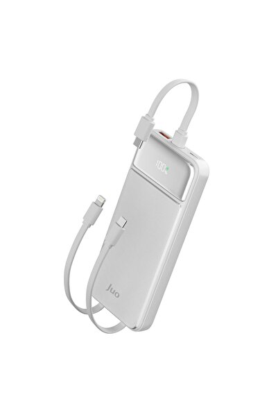 Juo 10000 Mah 22.5w Led Ekranlı Lightning Ve Type-c Kablolu Powerbank Taşınabilir Hızlı Şarj Cihazı
