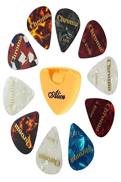 Chroma Pena 10' Lu Pena Şarjörü Hediyeli Sedefli Kaliteli Pena Gitar Penası Seti