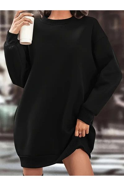 MODAVERA Women's Long Sleeve Crew Neck Two Thread Dress