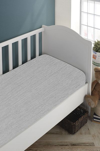 LADYNİL Baby-Child Organic Cotton Elastic Combed Bed Sheet 60x120 - 70x140 cm Matching Gray