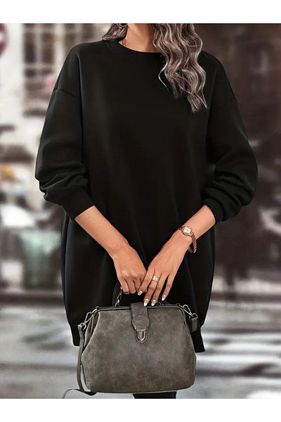 JANES Rochie de damă cu mânecă lungă, cu decolteu, cu două fire