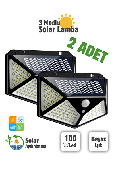 Unichrome 2 Adet 100 Solar Güneş Enerjili Hareket Sensörlü Bahçe Garaj Ev Ayd...