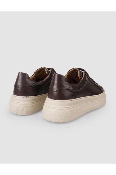 Cabani 100% Genuine Leather Brown Lace-Up Women's Sneakers