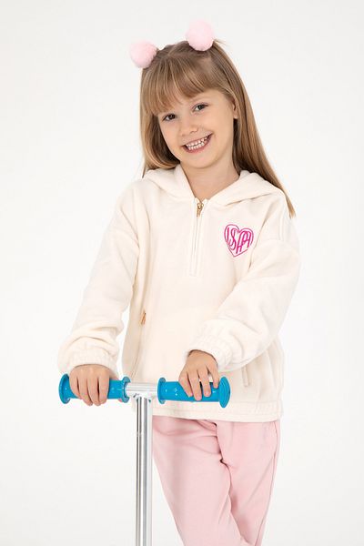 U.S. Polo Assn. Girl's Cream Half Zipper Sweatshirt 50296287 -Vr071
