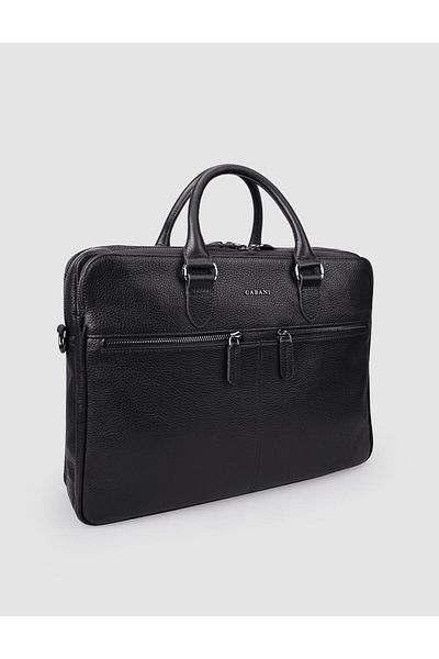 Cabani 100% Genuine Leather Black Shoulder Strap Briefcase