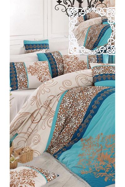 Bayev Ranforce Fabric - Σετ Παπλωματοθήκης Διπλό Βαμβακερό, Σεντόνι με σχέδιο Diba, Παπλωματοθήκη και Μαξιλάρι