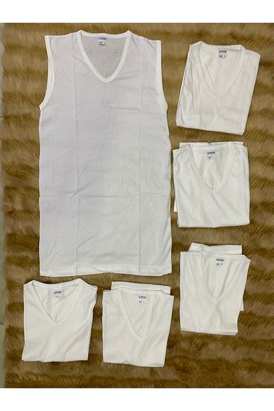 skycott Set of 6 Men's White V-Neck Sleeveless Undershirt