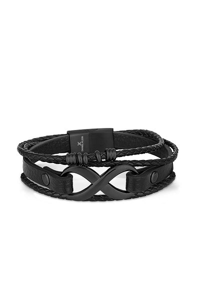 Daniel Klein Mtk11252 Black Color Leather Men's Bracelet