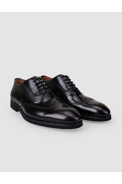 Cabani 100% Genuine Leather Black Lace-Up Men's Classic Shoes