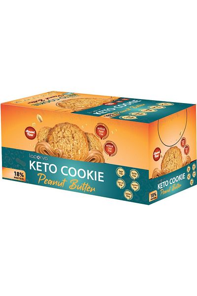 Laperva Keto Cookie, Peanut Butter, Box Of 18 Pcs,18% Protein, 55mg Calcium