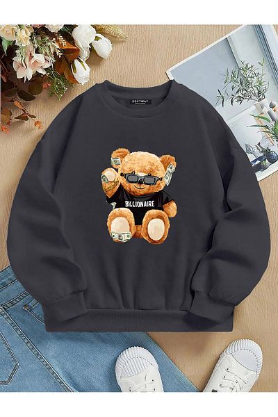 SOFTWAY Unisex Oversize Billionaire Printed Basic Sweatshirt – Smoked