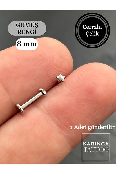 Karınca Piercing Star Piercing - 8 mm Tragus Helix, Ear Lip and Nose Nostriles Conch Cartilage Surgical Steel