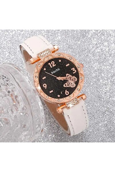 Beyna Rose Gold Plated Crystal Stones Ornament Butterfly Necklace Earrings Bracelet Watch Gift Set for Lover, Mother