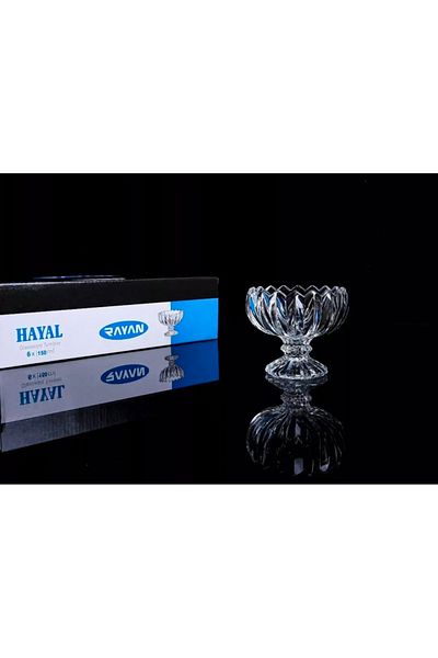ALTIN MUTFAK 6-Piece Glass Crystal Standing Presentation Bowl - Snack Bowl and Turkish Delight Bowl with Ice Cream