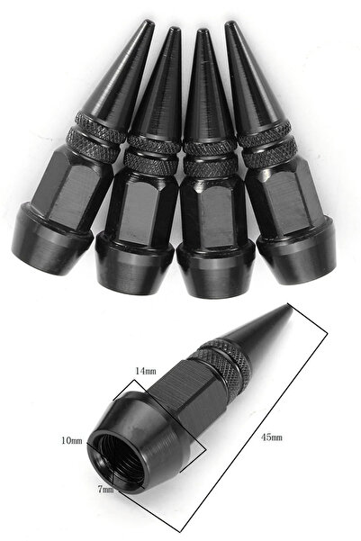 MeyZone Alüminyum Sivri Sibop Kapağı 4'lü Siyah Sibob Kapağı 45mm