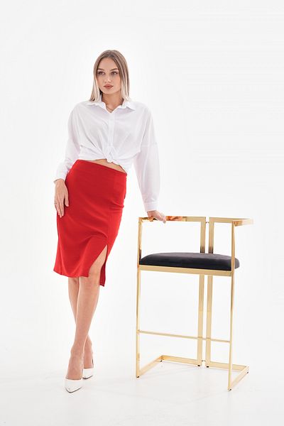 DEVRİMAY TEKSTİL Women's Red Crepe Pencil Skirt