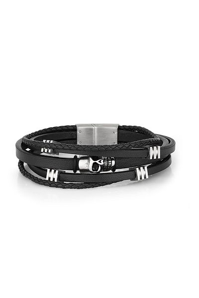 Daniel Klein MTK11322 Men's Silver Leather Bracelet