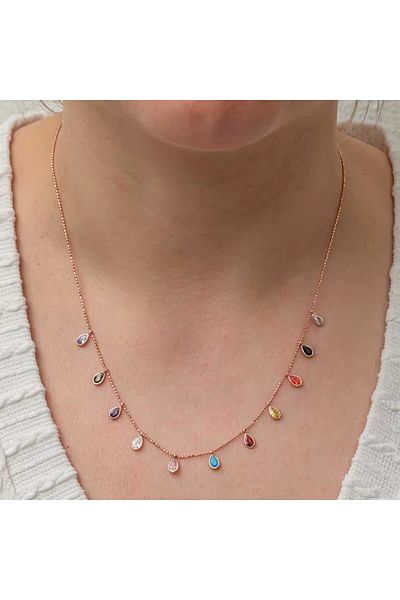 Skygo Silver Colored Lucky Women's Necklace with Drop Stone Detail