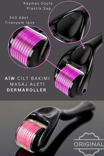 Aiw 0.5 mm Dermaroller Titanium Tip 540 Needle Hair Beard and Skin Care Comb