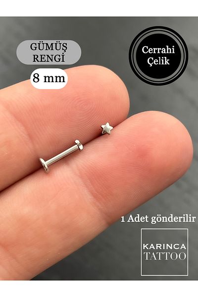Karınca Piercing Star Piercing - 8 mm Tragus Helix, Ear Lip and Nose Nostriles Conch Cartilage Surgical Steel