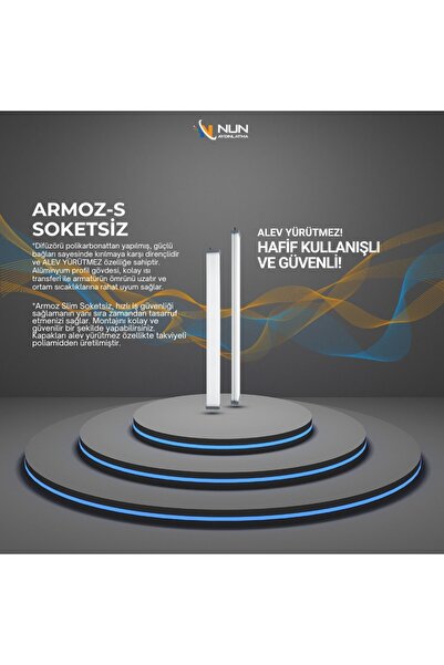 Armoz Slim Soketsiz 220v 20w 50cm Opal Sıva Üstü Led Lamba