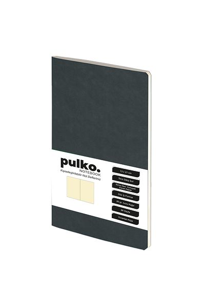 PULKO Notebook Blocnotes cusut croitor negru - 13x21cm, 96 coli, hartie crem