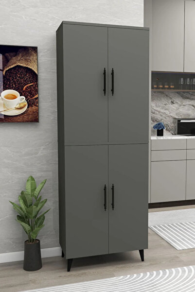 Reyo Home Enda 6 Raflı 4 Kapaklı Çok Amaçlı Dolap Antrasit