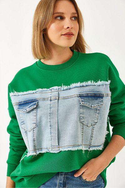 Bianco Lucci Dámská džínová mikina Double Pocket Denim 8155 60351339