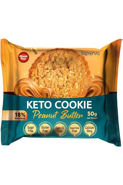Laperva Keto Cookie, Peanut Butter, Box Of 18 Pcs,18% Protein, 55mg Calcium
