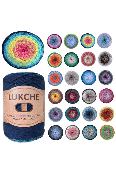 LUKCHE Renkli Premium Pamuk Makrome İpi (2 mm - 225 mt - 250 gr) Çanta Ipi Su...
