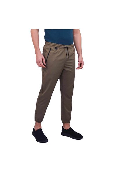 Giordano Men's G-Motion Polyester Plain Weave Mid Rise Regular Tapered Fit Elastic Waist Jogger