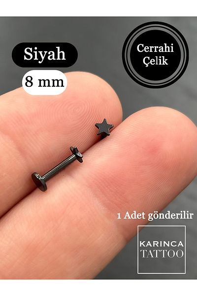 Karınca Piercing Star Piercing - 8 mm Tragus Helix, Ear Lip and Nose Nostriles Conch Cartilage Surgical Steel
