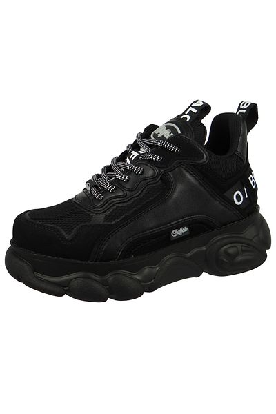 Buffalo Damen Low Sneaker CLD CHAI Plateau 1630424 Schwarz Black Lederimitat/ Textil