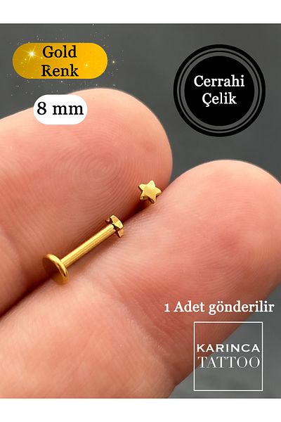 Karınca Piercing Star Piercing - 8 mm Tragus Helix, Ear Lip and Nose Nostriles Conch Cartilage Surgical Steel