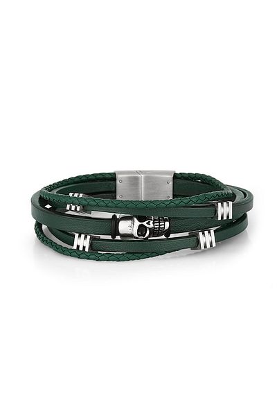 Daniel Klein Mtk11321 Green Color Leather Men's Bracelet Dkj.2.1002-1